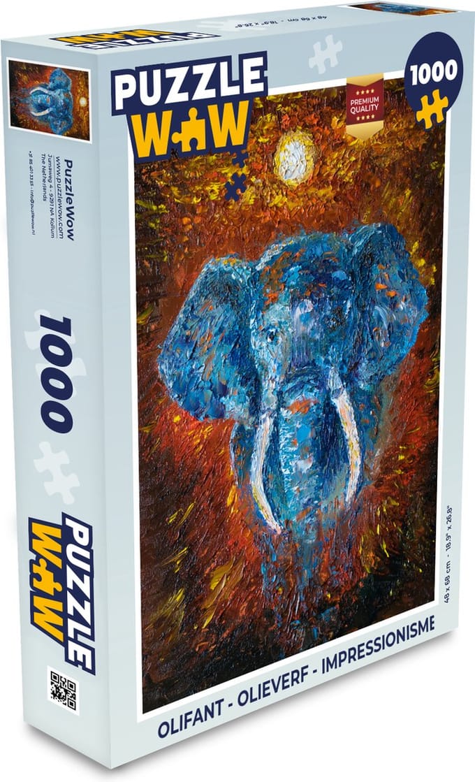 Puzzel Olifant - Olieverf - Impressionisme - Legpuzzel - Puzzel 1000 stukjes volwassenen