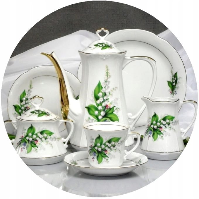 Kamélia Koffieserveert 6 personen, 21 delig, Chodzież Porselein