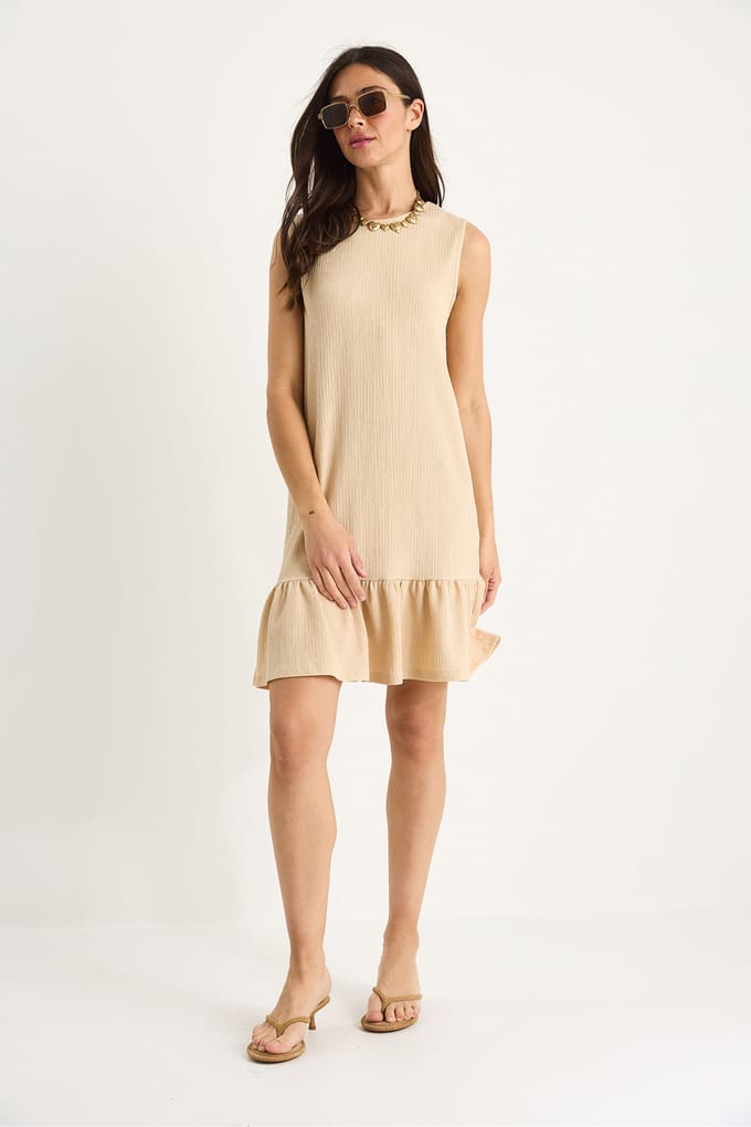 Geweven Crepe Midi Jurk met Rimpeldetail