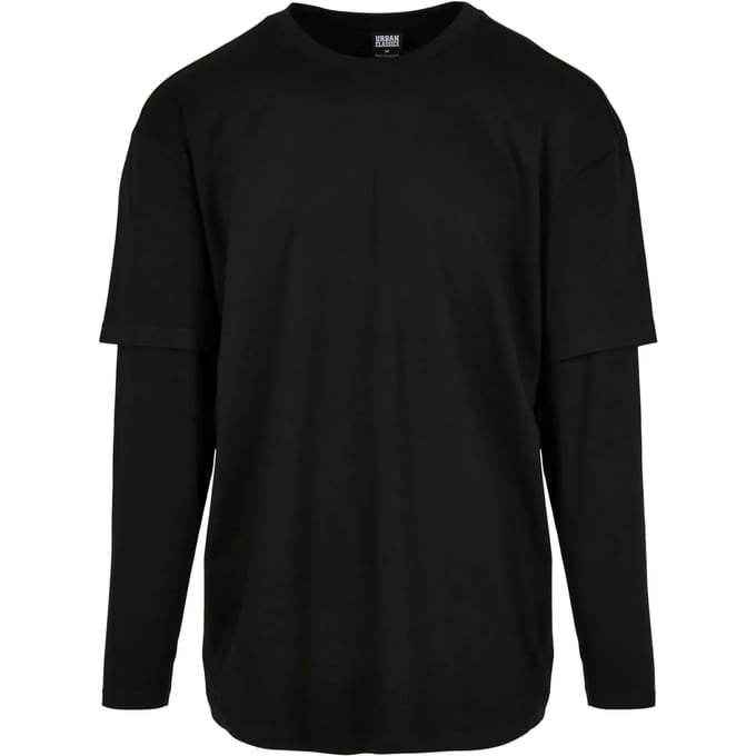 Urban Classics Longsleeve shirt -4XL- Oversized Shaped Double Layer Zwart