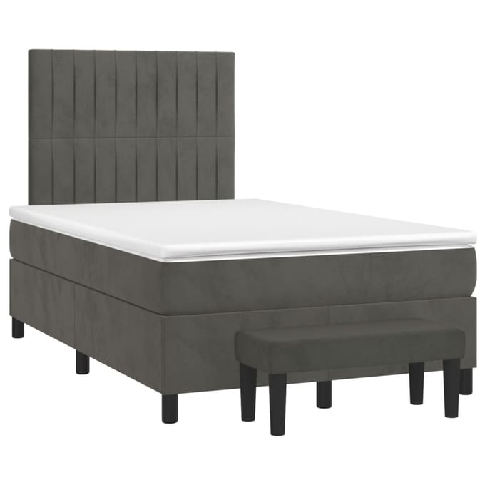 vidaXL - Boxspring - met - matras - fluweel - donkergrijs - 120x200 - cm