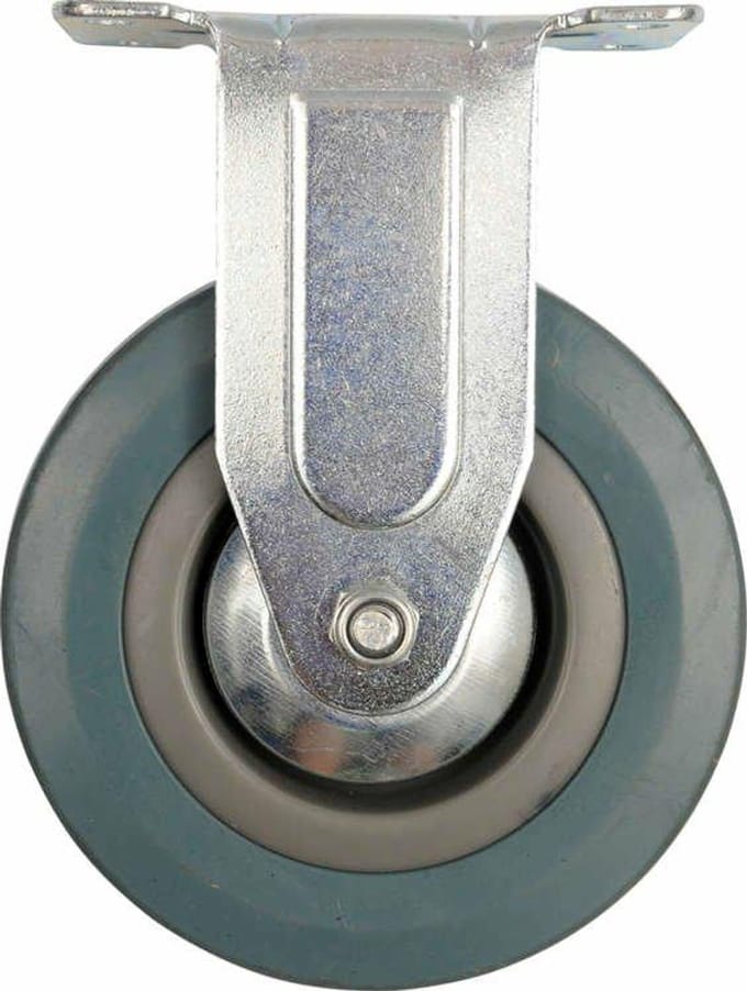 Vorel - Vaste Wiel - Grijze Rubber - 100 mm - Stabiele Metaalconstructie