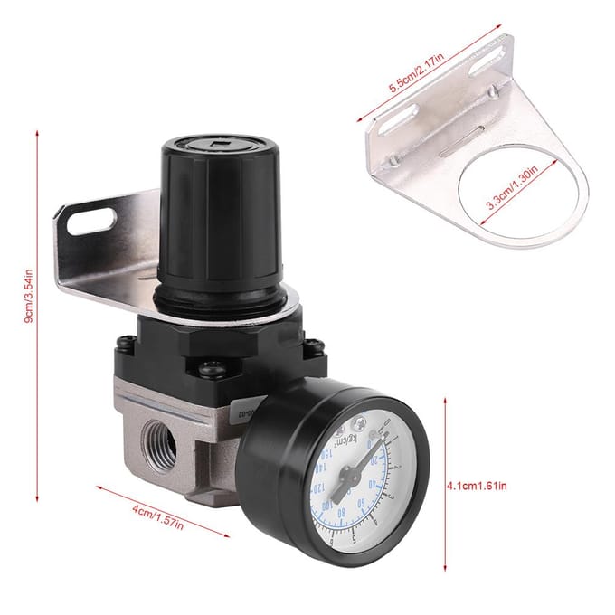 Pneumatische Regelaar Instelbare Luchtdruk Compressor Regelventiel Manometer G1/4 Aansluiting