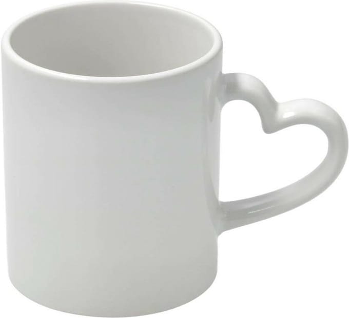 Koffiemok met handvat in hartvorm - wit - keramiek - 300 ml