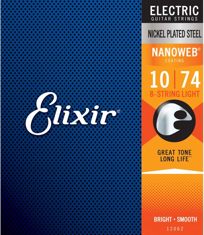 Elixir 12062 Nanoweb Snaren voor 8-Snarige Elektrische Gitaar (10-74)