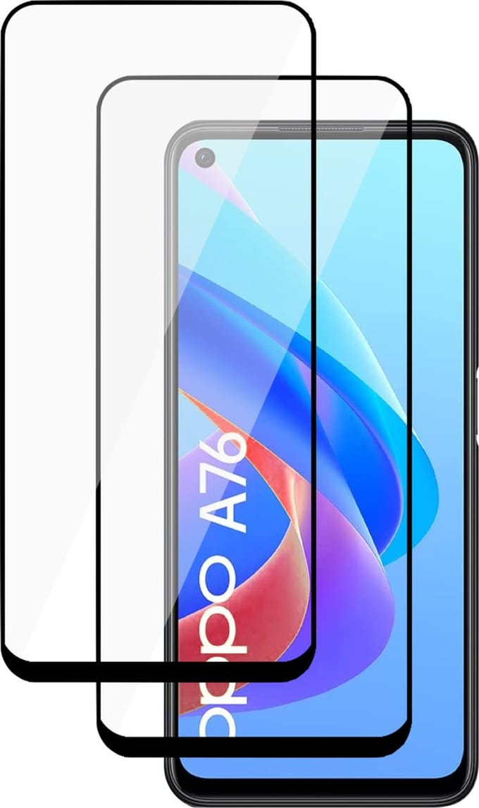 Screenprotector geschikt voor Oppo A76 - Tempered Glass Full Screen Protector - 2 Stuks