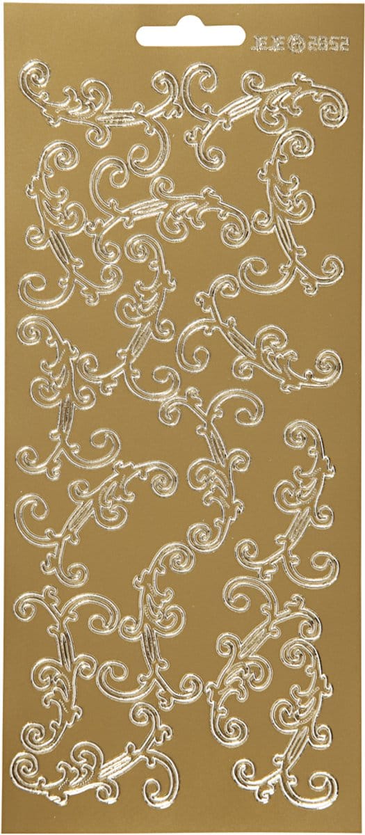 Stickers, swirl, vel 10x23 cm, goud, 1 vel