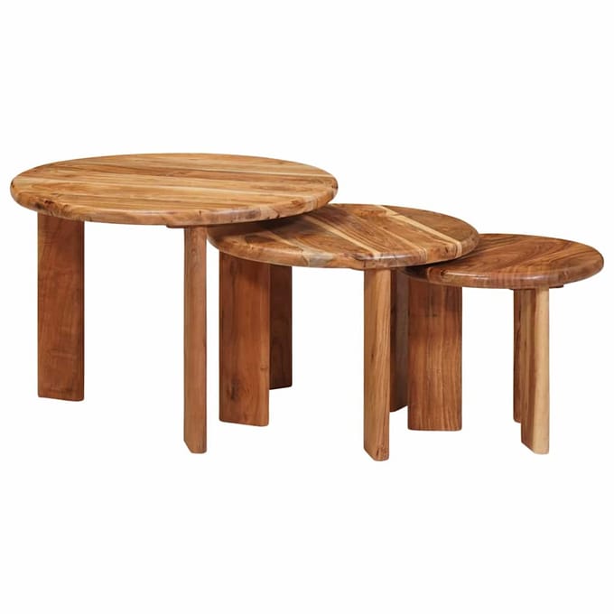 vidaXL - Nesting - Koffietafels - 3 - st - Bruin - Ø - 54 - x - 40 - cm