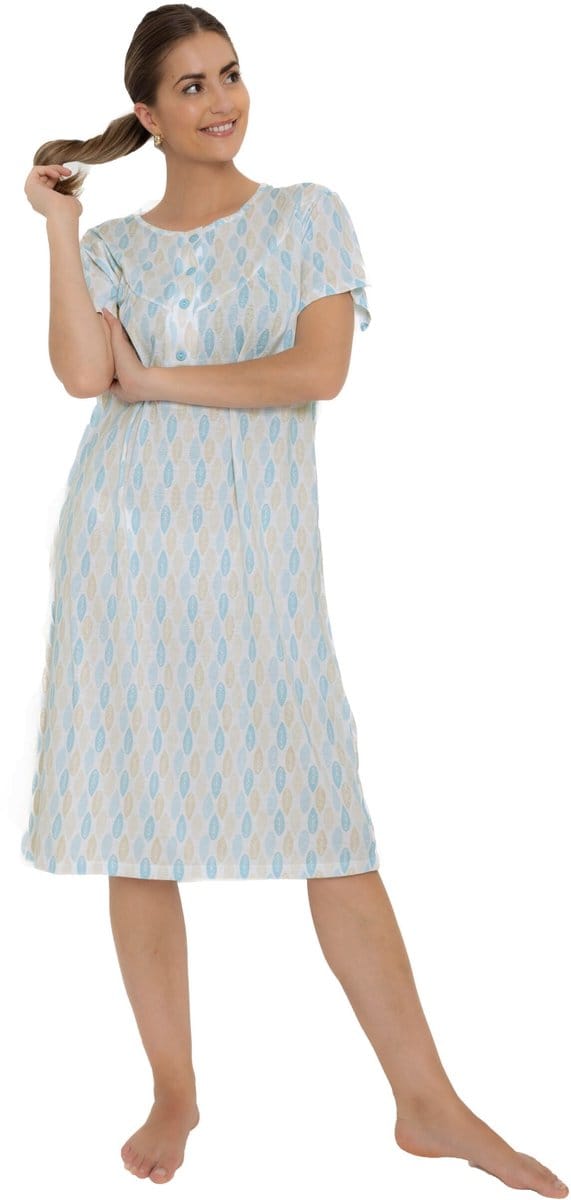 Cocodream Nachthemd 'Blue Checked' - Dames Nachtmode - Korte Mouw - Blauw - Maat XL