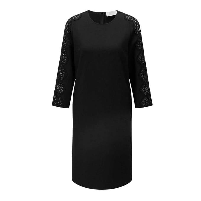 Boss Dila-shiftjurk met 3/4-mouwen voor dames (Zwart)