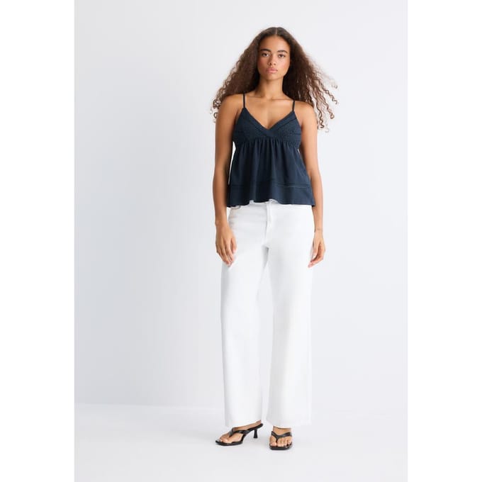 Stradivarius Crochet top met bandjes  Donkermarine S