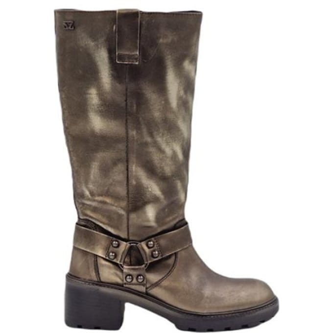 Lazamani - Salome Dames Biker Boots Leer Pewter - Maat 39