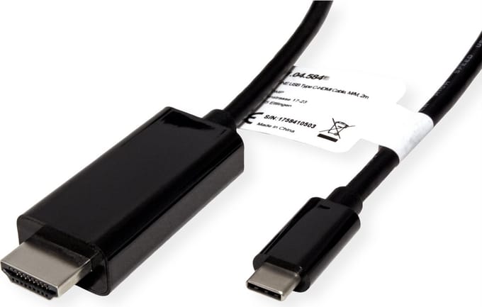 ROLINE USB type C - HDMI adapterkabel, M/M, 2 m