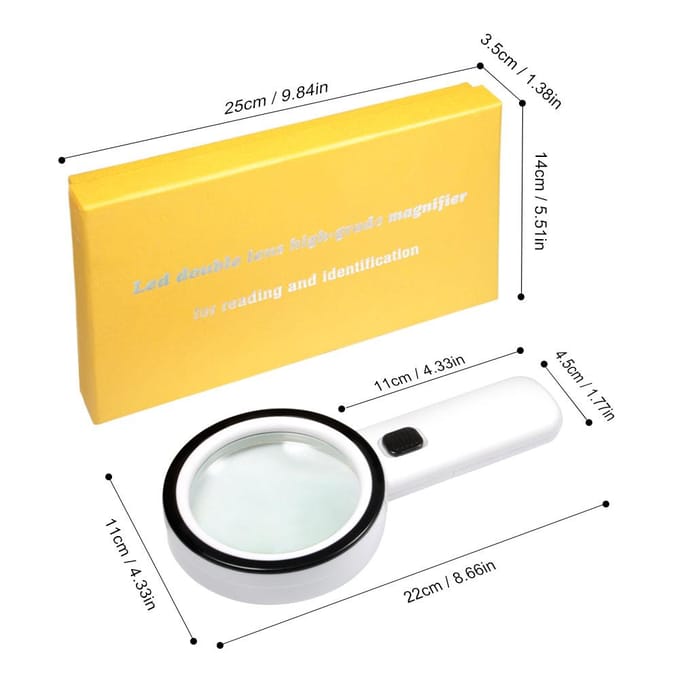 30X Handheld Vergrootglas Lezen Sieraden Vergrootglas met LED-licht