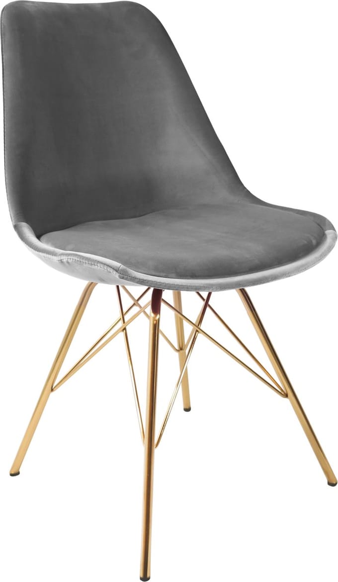 KICK® VELVET Kuipstoel Grijs – Eetkamerstoel – Velvet – Goud Frame