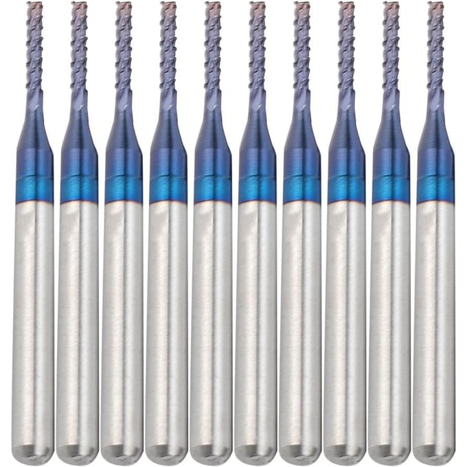 10 stuks Carbide Bovenfrees Snijbit Blauwe Maïs Eindfrees Graveerbit voor CNC PCB Machines (1.4mm)