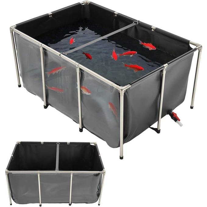 Bassin à poissons en toile hors sol pour carpes Koï 270 gallons avec panneau de visualisation transparent
