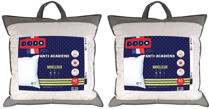 Vente-unique Set van 2 DODO anti-allergie kussens - 65x65 cm - ACTI PLUS II
