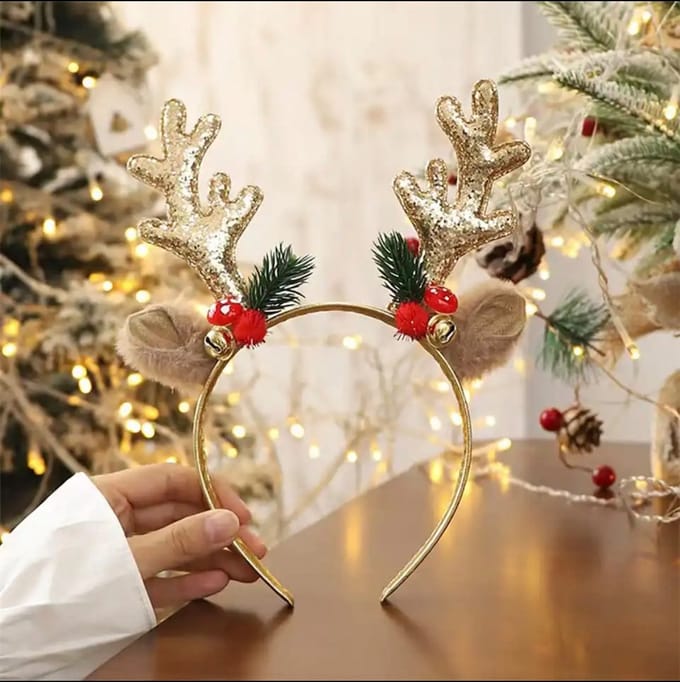 Kerst Haarband gewei - haarband Kerst - Diadeem Kerst - kerstdiner