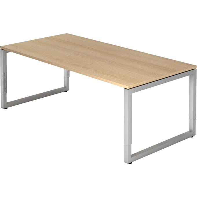 REGO 2E S | Bureau - 200 x 100 Eiken/Zilver Tafelhoogte I In hoogte verstelbaar