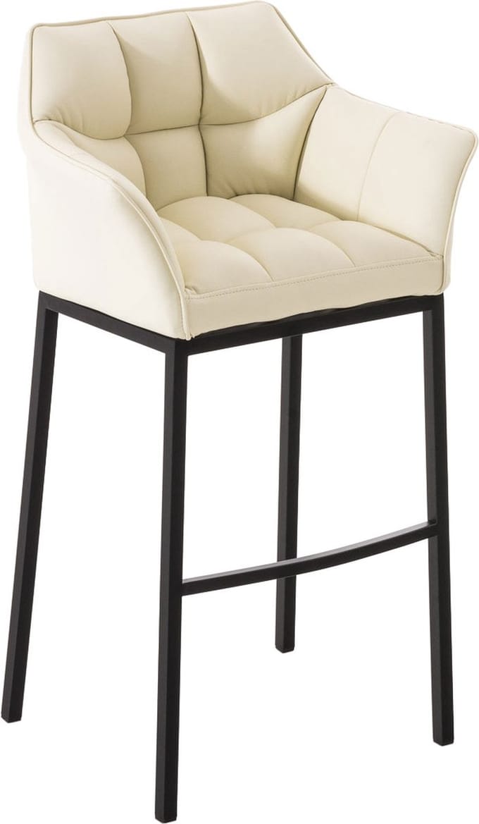 CLP Damaso Barkruk - Vast frame - Kunstleer creme zwart