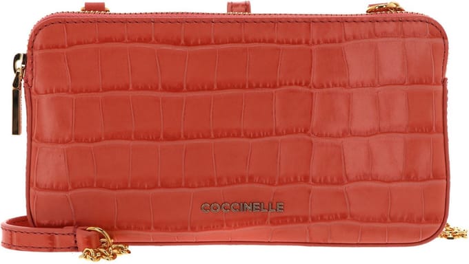 COCCINELLE Leren Schoudertas Avondtas Mini Bag Crossbody Croco Soft Geranium Roze