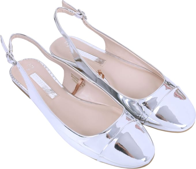 Zilveren, glinsterende spiegel ballerina's