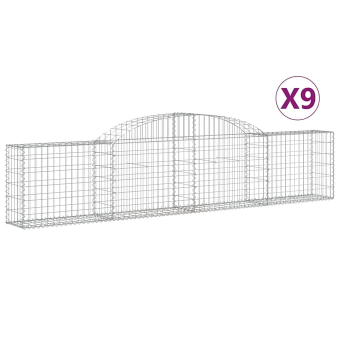 vidaXL - Schanskorven - 9 - st - gewelfd - 300x30x60/80 - cm - gegalvaniseerd - ijzer