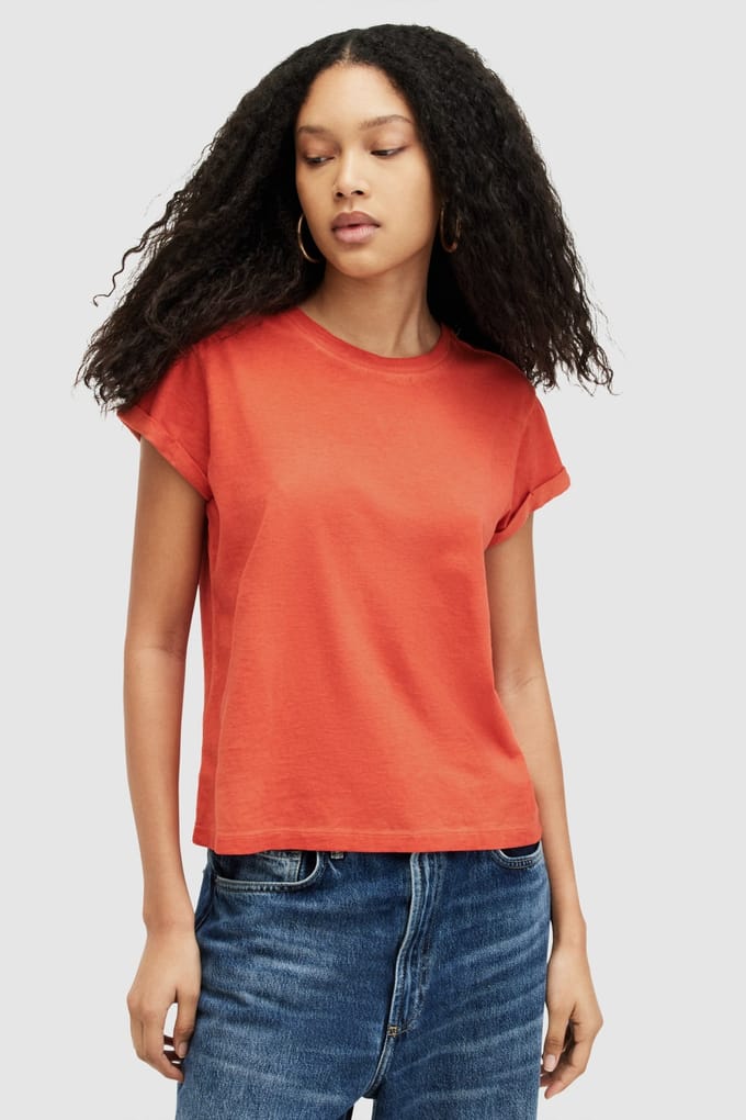 AllSaints Anna Tee Burnt Orange Maat: 10 | Tops Outlet | Dames | Oranje