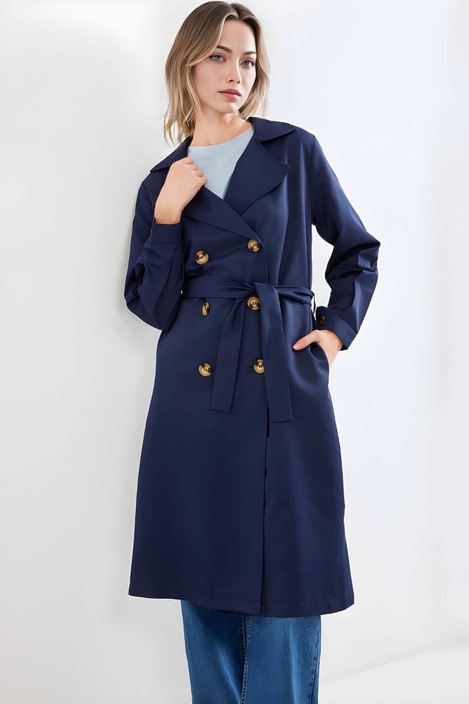Dubbelzijdige Lange Trenchcoat