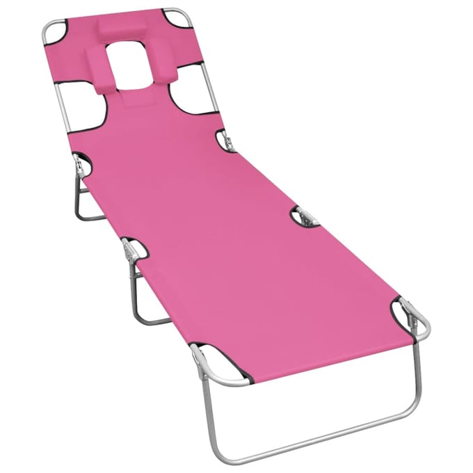 vidaXL - Ligbed - inklapbaar - met - hoofdkussen - staal - magenta