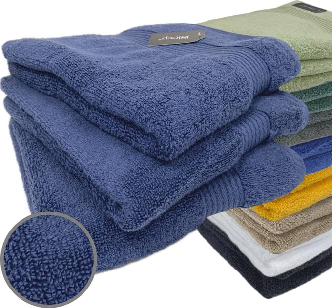 iSleep Terry Handdoek - 3 Stuks - 60x110 cm - Donker Blauw