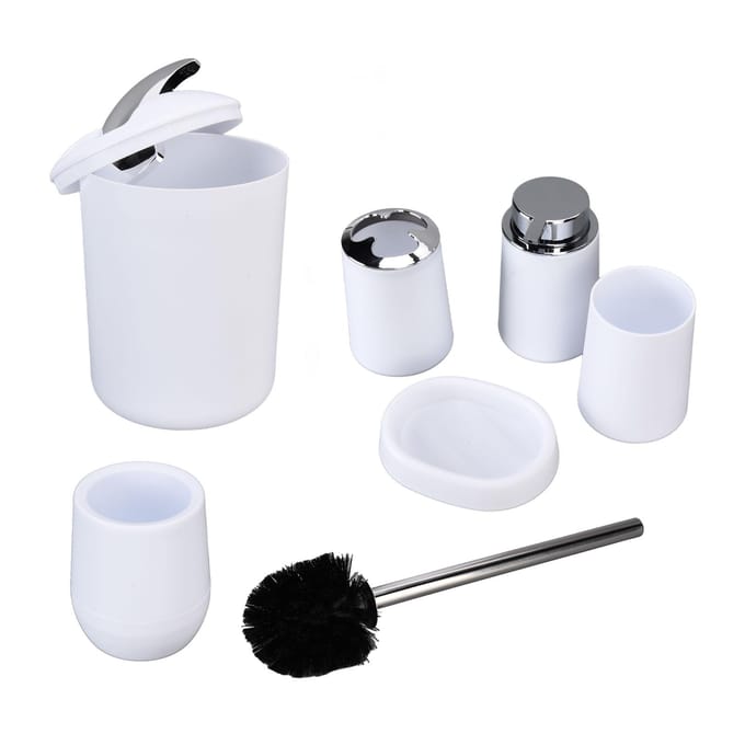 6-delige/set Badkameraccessoireset Elektroplating Tandenborstelhouder Prullenbak Kit voor ThuisWit wit