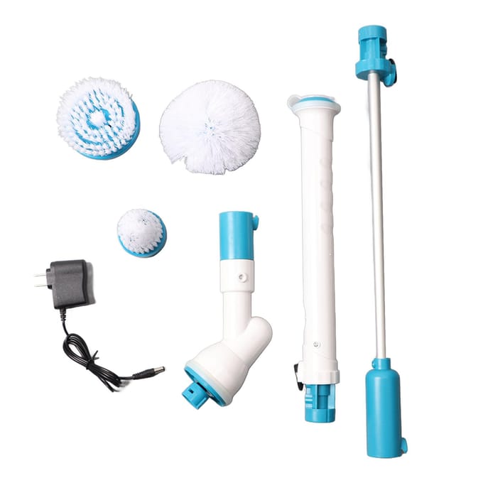 Brosse de Nettoyage Électrique Rechargeable Sans Fil à Long Manche Brosse de Nettoyage Rétractable Auto-Rotative white