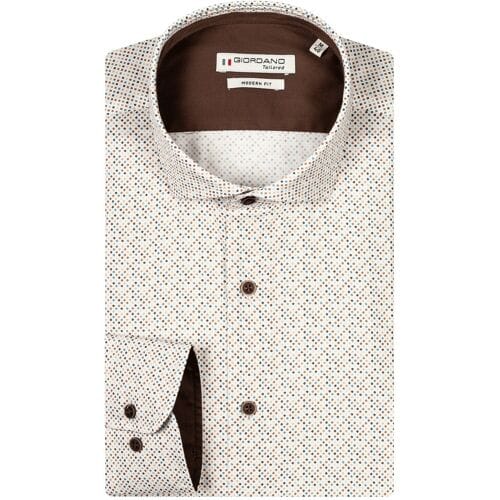 Giordano Overhemd Row Cutaway Mini Abstract Pattern Subtle Stretch Off White-Multi / male