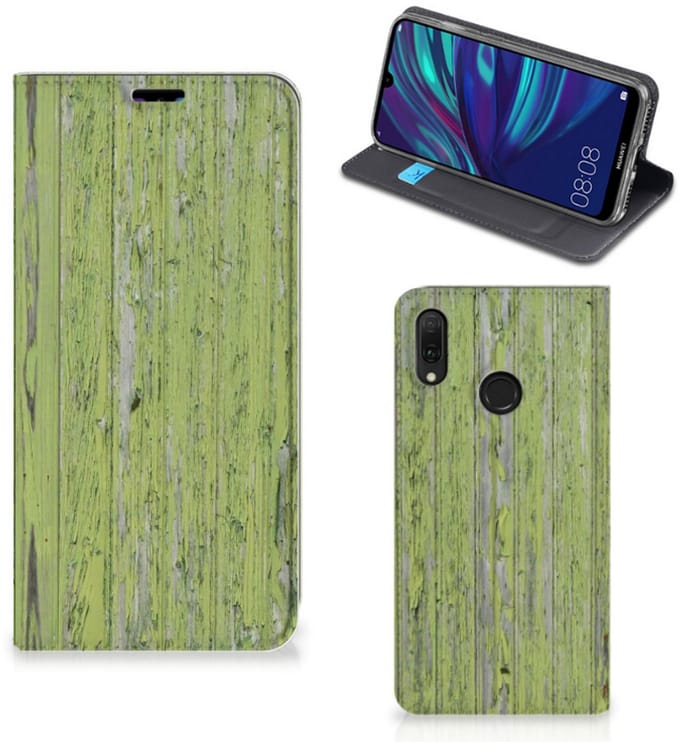 Huawei Y7 hoesje Y7 Pro (2019) Book Wallet Case Green Wood