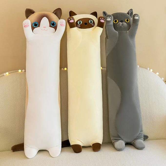 Katteneiland Kussenpop Pluche Speelgoed Lange Kattenpop Slapende Lappenpop Verjaardagscadeau 50cm