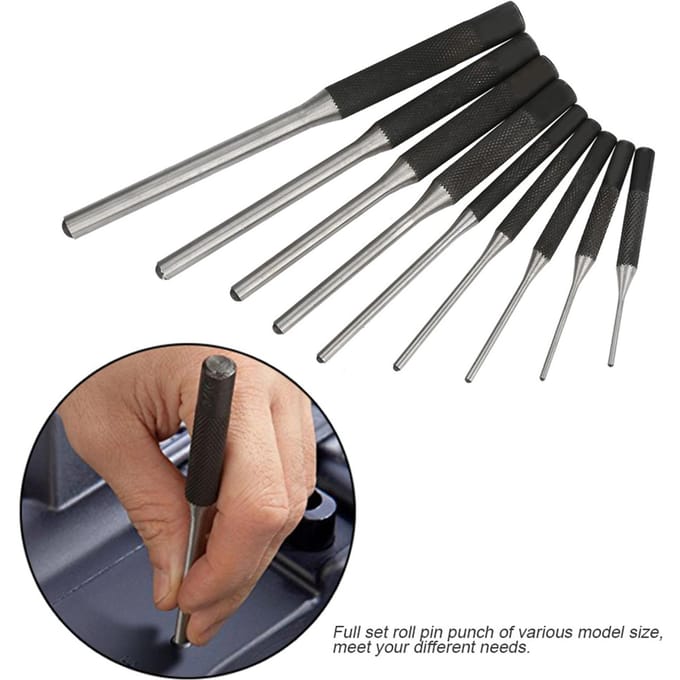 Jeu de 9 poinçons à goupille en acier durable Kit d'outils professionnel pour mécaniciens gray