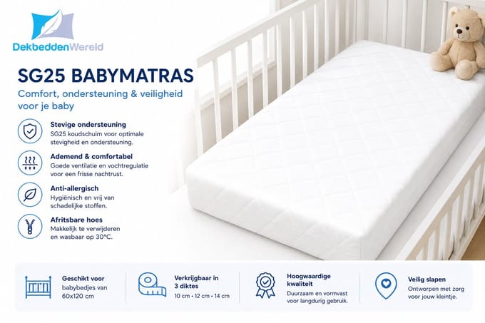Dekbeddenwereld- Hemelse Dromen Ledikant Matras - 60x120+14CM- SG25- wasbare hoes