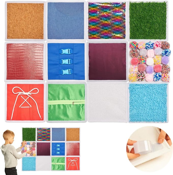 Sensorische Muurset - Ontwikkelingsspeelgoed - Stimulatie Thuis - Set van Drie - 25x25x25 cm