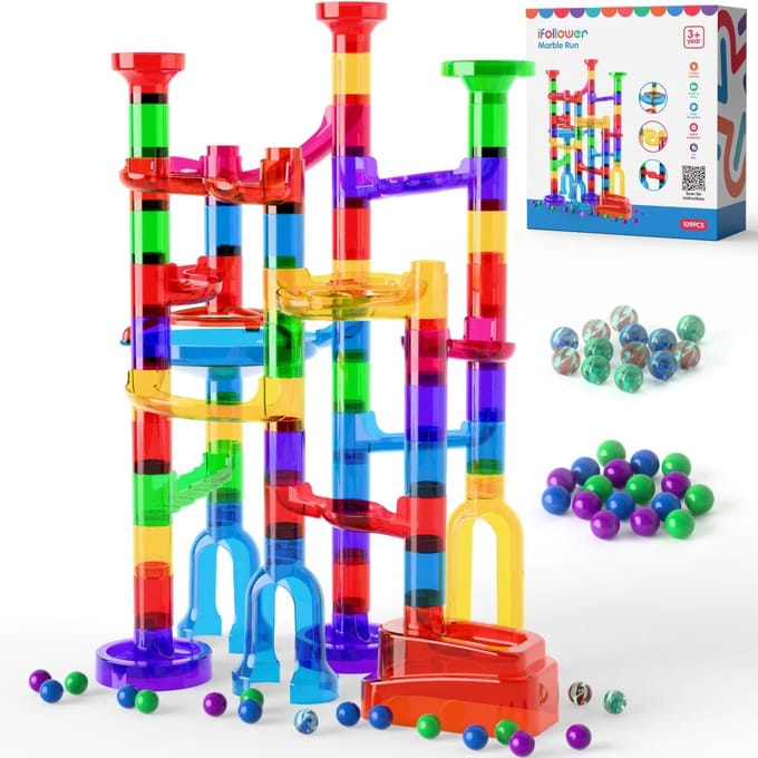 Knikkerbaan Set - Bouwspel - Creatief Spelen - Stabiele Constructie - 26 cm - Multicolor