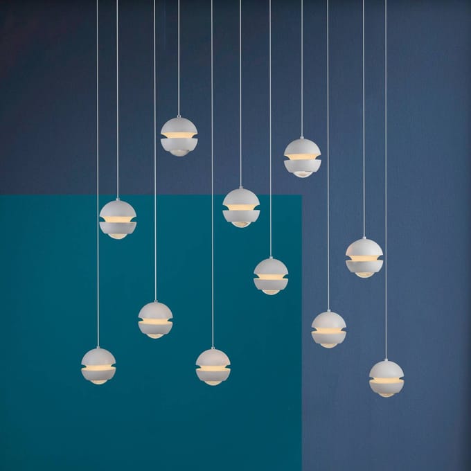 SCHÖNER WOHNEN LED hanglamp Lini wit 11-lamps lang, 3.000 K