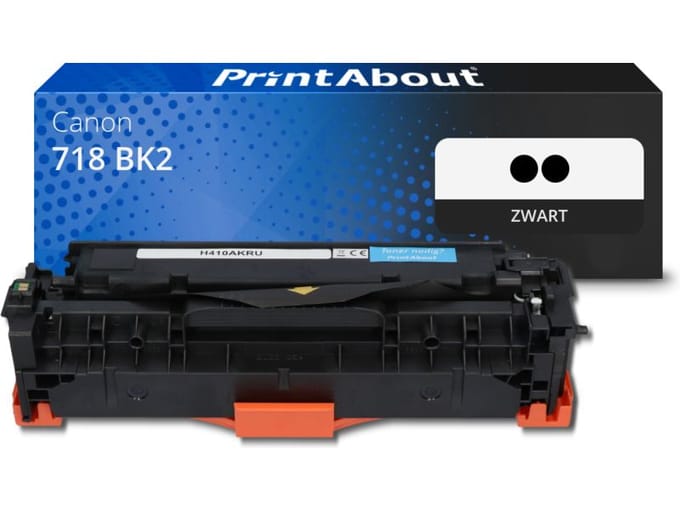 PrintAbout huismerk Toner 718 BK2 Zwart Multipack 2-pack geschikt voor Canon