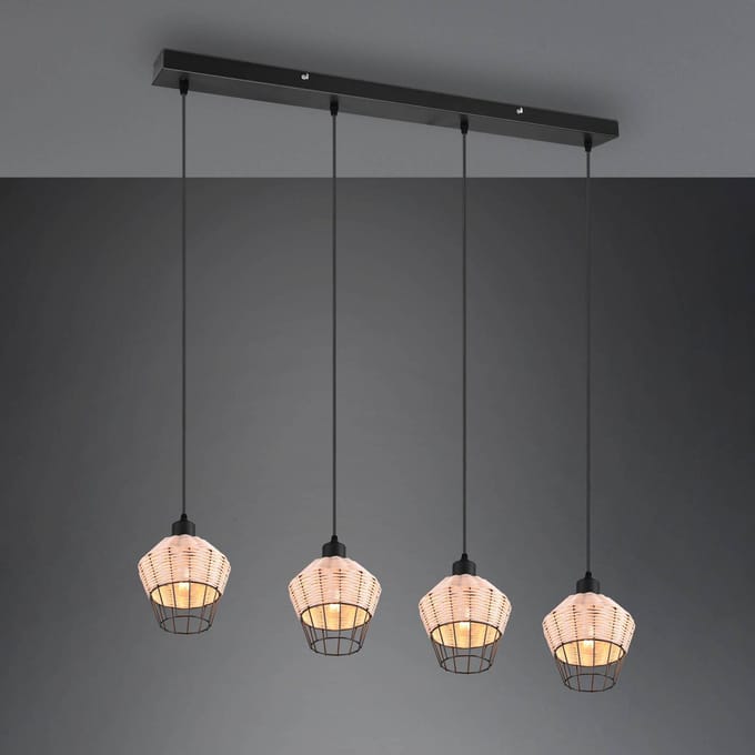 Reality Leuchten Hanglamp Borka, 4-lamps, natuur