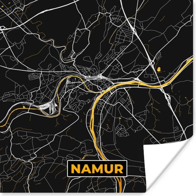 Poster Stadskaart - Namur - Goud - Plattegrond - Kaart - 75x75 cm