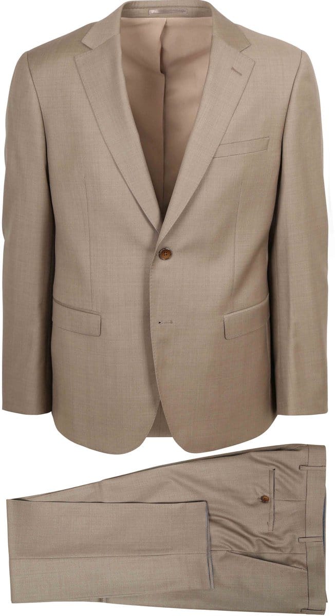 Suitable Kostuum Sharkskin Wol Sand - Maat 50 - Heren