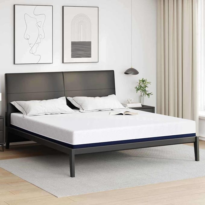 vidaXL - Matras - Wit - en - Blauw - 200 - x - 200 - cm - Jacquard - stof