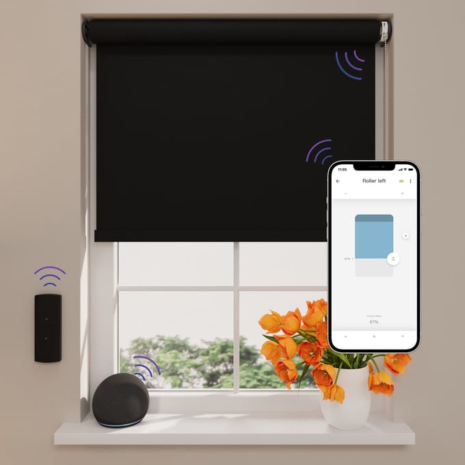 DTCH® Elektrisch Rolgordijn Verduisterend - Easy Soft - Dark Grey - 60 x 190 cm - Motionblinds CMD-03