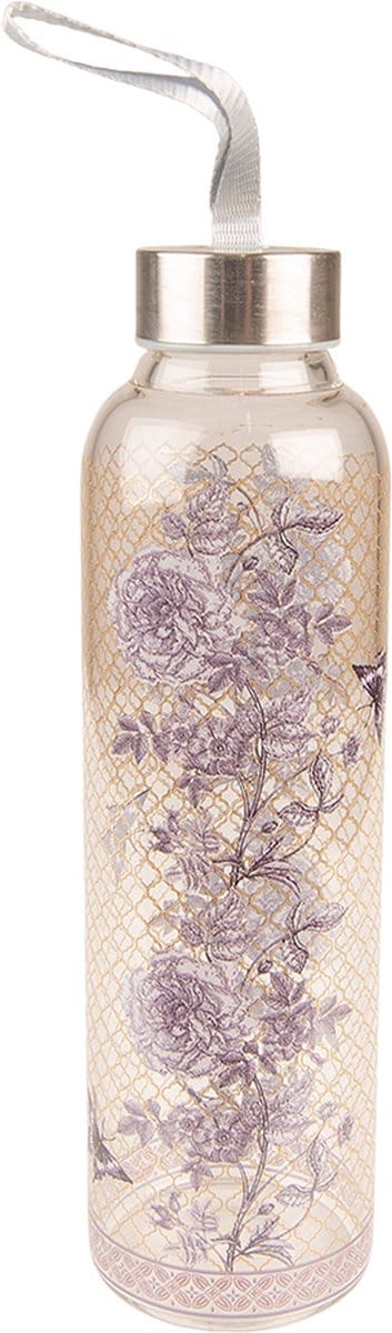 Clayre & Eef Glazen Fles 650 ml Glas Bloemen