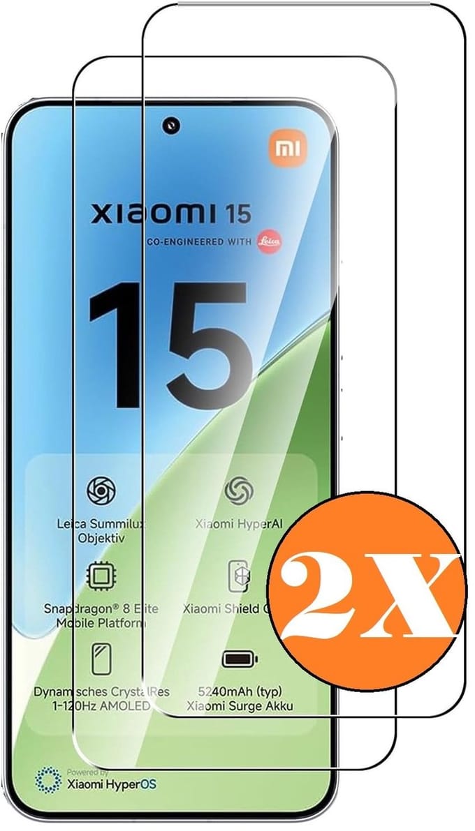 Screenprotector geschikt voor Xiaomi 15 - gehard Glas Tempered Glass - 2 Stuks